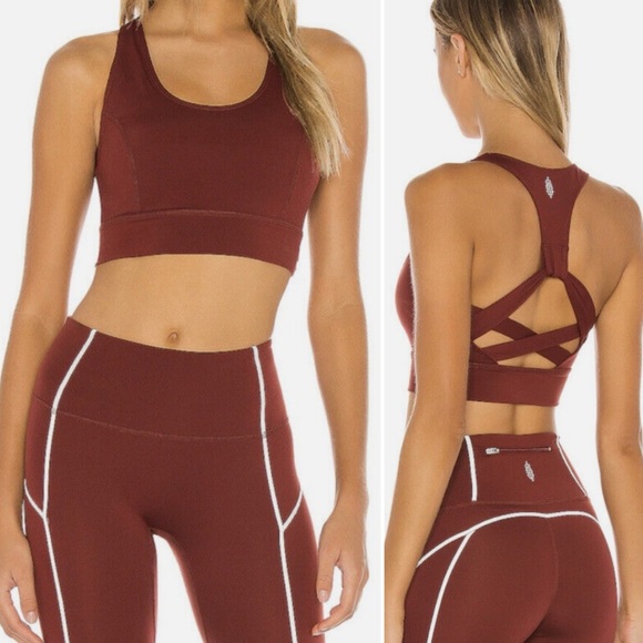 NEW FP Movement Lightning Synergy Crop Sports Bra in burgundy, size S - Picture 1 of 5